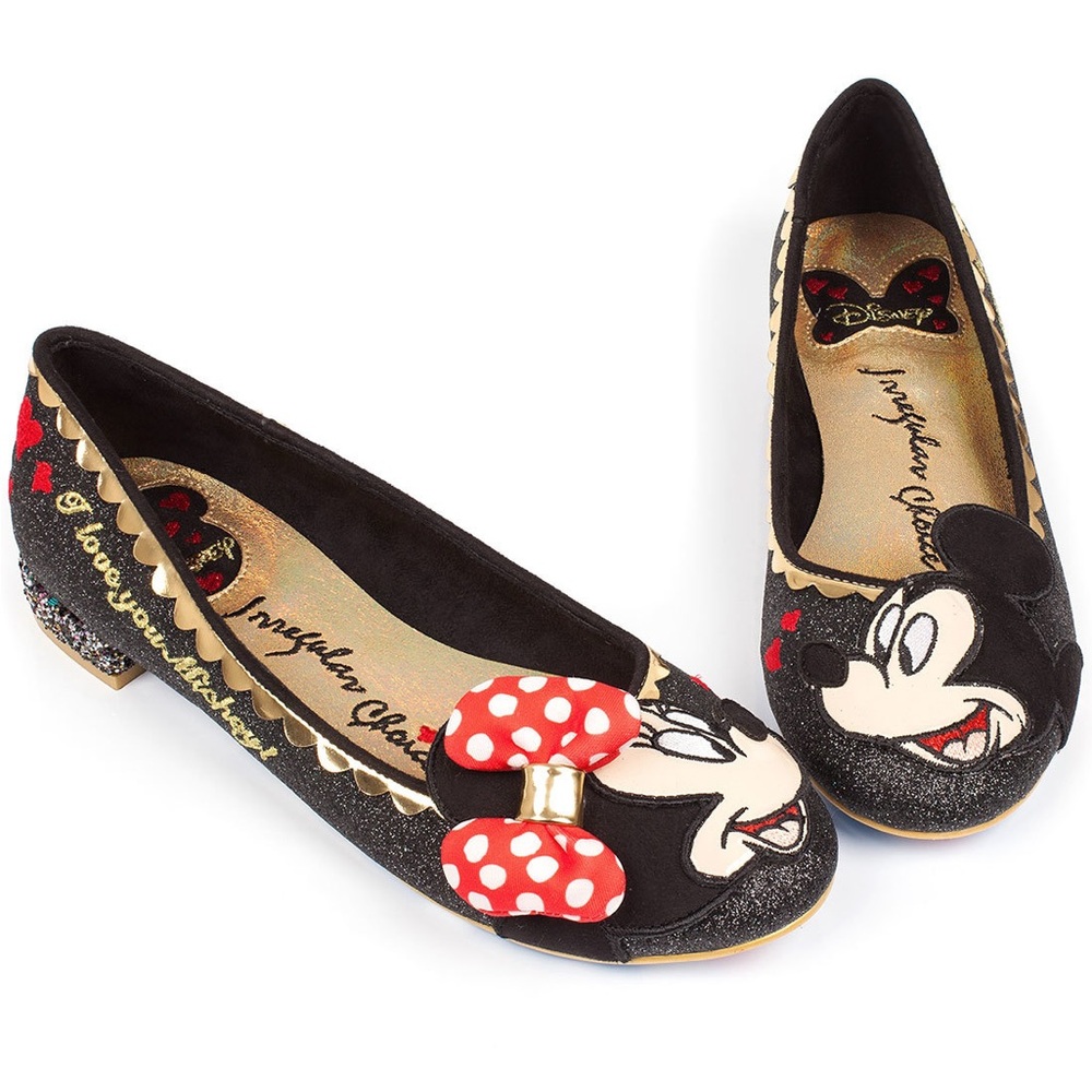 Disney Black and Red Minnie & Mickey Mouse Flats Irregular Choice EU40 / 9